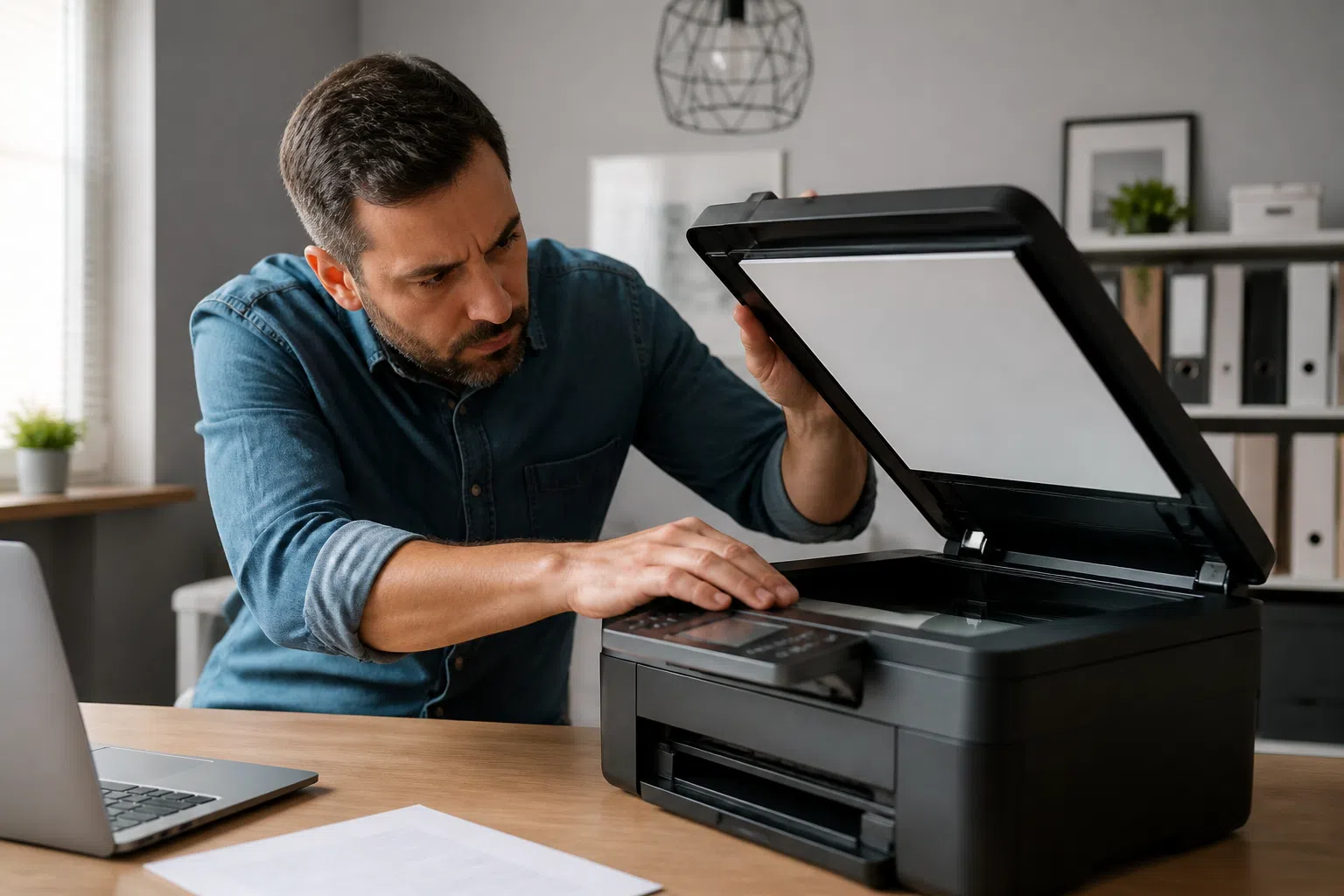 Ilustração editorial sobre resolver falhas básicas do scanner: verificacao
